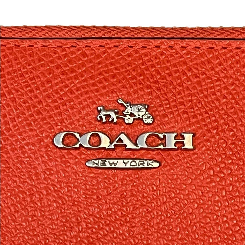 Coach Long Zippered Wallet, salmon red/orange, silver hardware - Picture 2 of 9